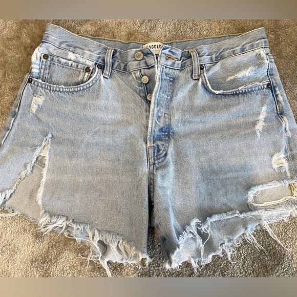 Agolde Pants - AGOLGE Parker Long distressed cut-off shorts size 29